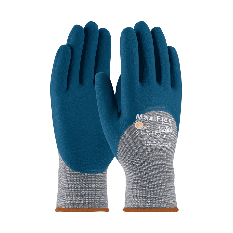 12 Pairs - MaxiFlex 34-9025 Comfort Glove – Cotton-Lined Breathable Nitrile Coated Work Glove