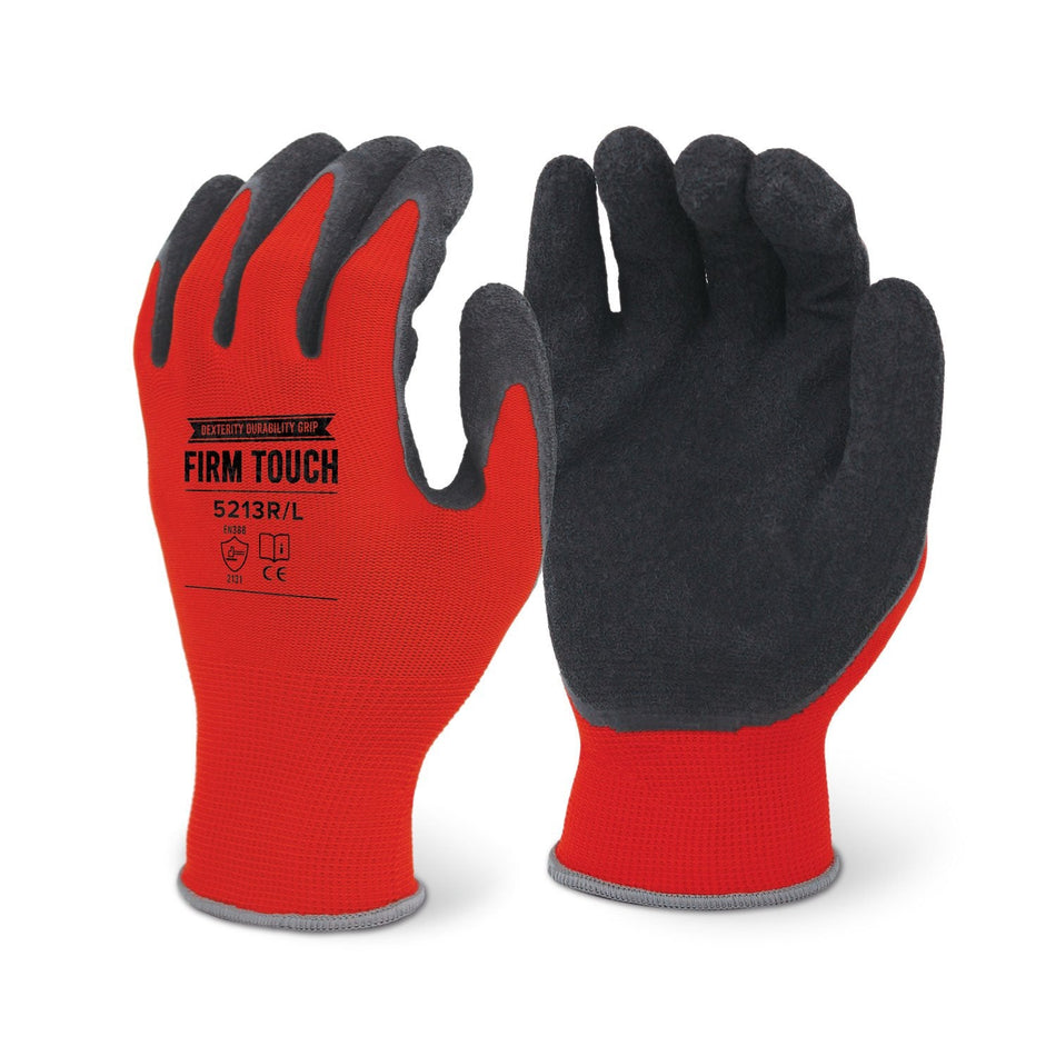 12 Pairs - Red Latex Coated Work Gloves