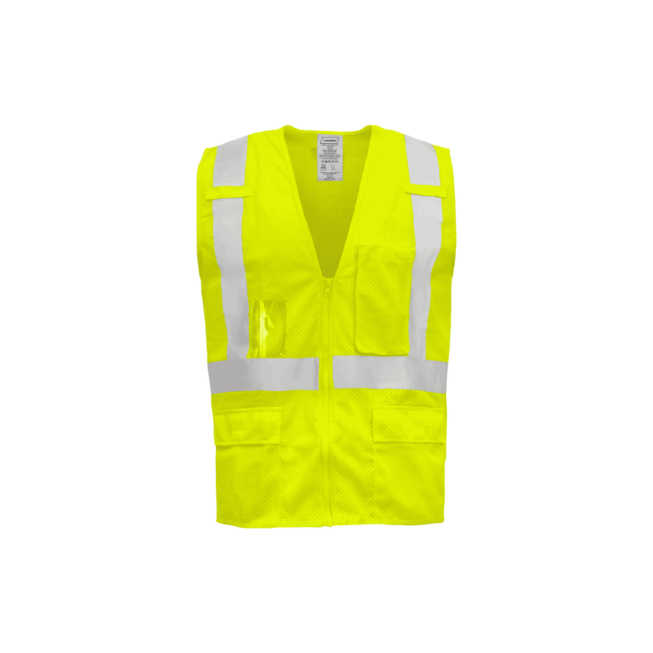 Class 2 Safety Vest with Zipper Closure (Hi Vis Lime)
