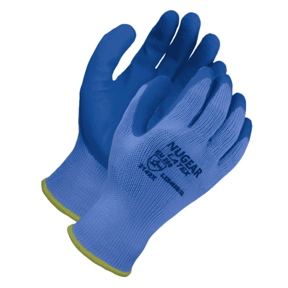 12 Pairs - Blue Crinkle Latex Coated Glove