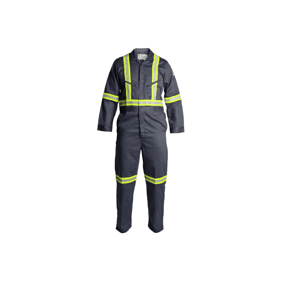 FR Coveralls – Gray NFPA 70E CAT 2 Flame-Resistant Coveralls with ANSI Class 3 Visibility