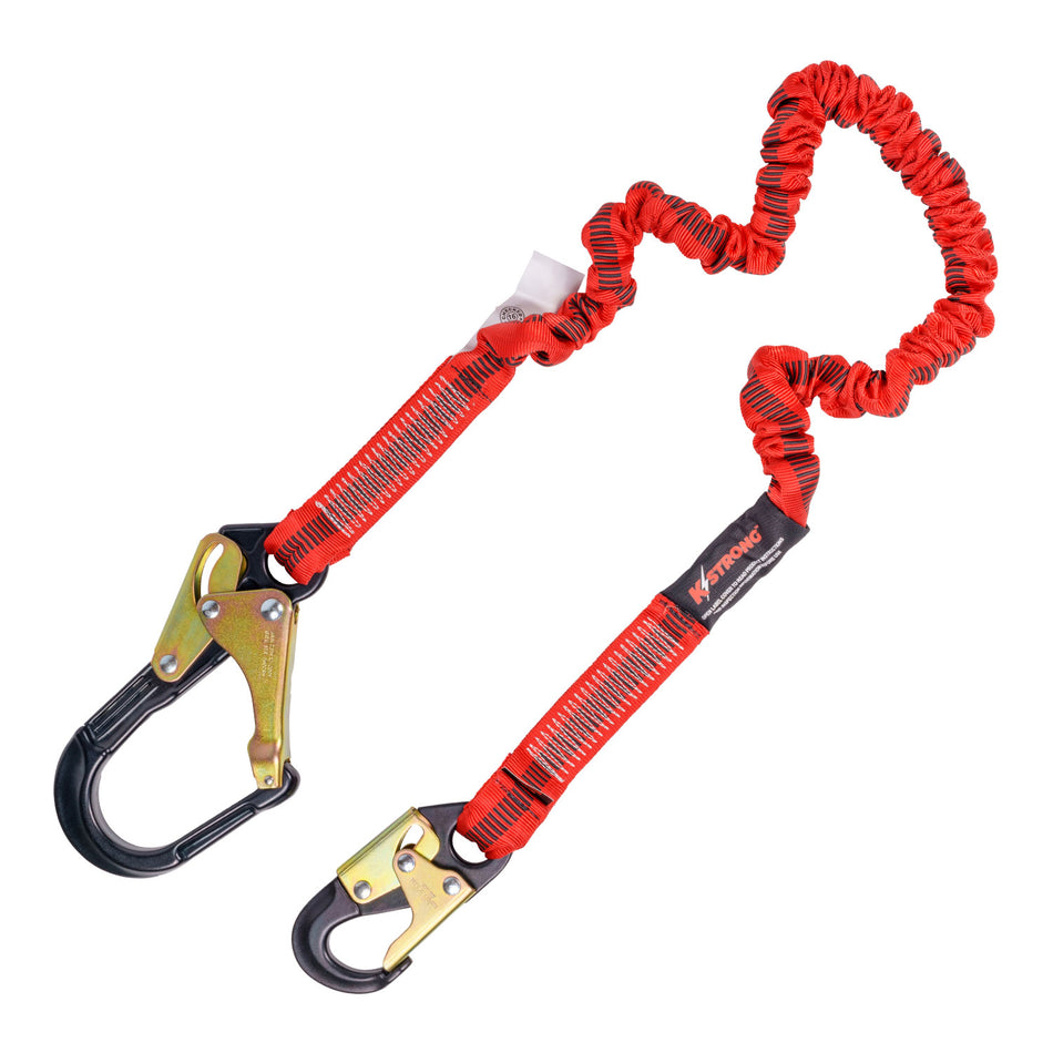 6 ft. Elasticated Design Shock Absorbing Lanyard with Aluminum Snap Hook and Aluminum Rebar Hook (ANSI)