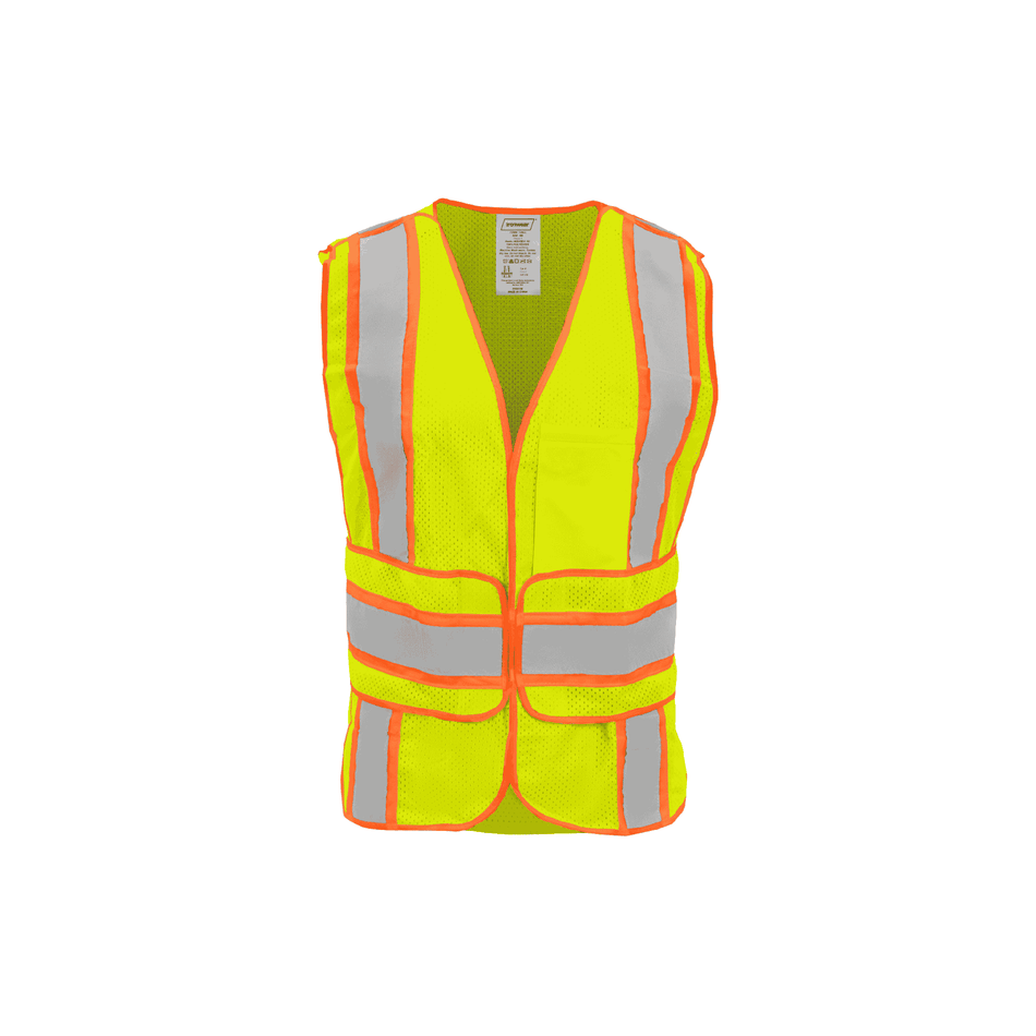 Class 2 Lime 5 Point Breakaway Safety Vest with Chevron Back Pattern