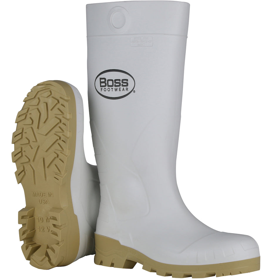16" White PVC PlainToe Boot