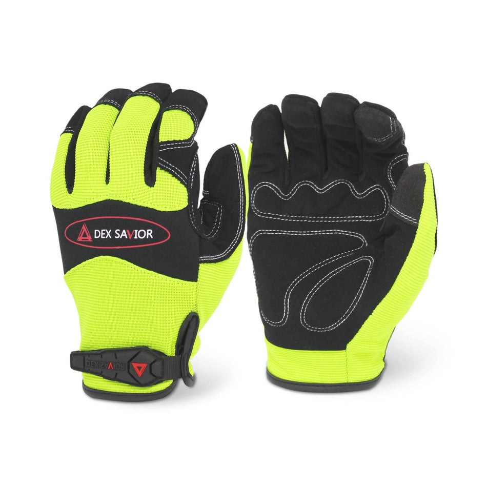 Single Pair - Dex Savior Hi Vis Yellow Mechanic Glove