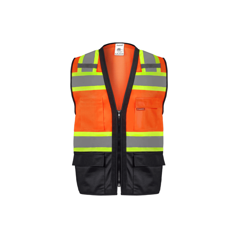 Hi Vis Orange Vest - Black Bottom and Mesh Back