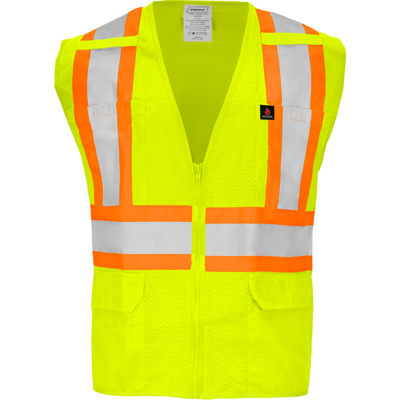 X Style Lime Class 2 FR Safety Vest - Zipper Closure