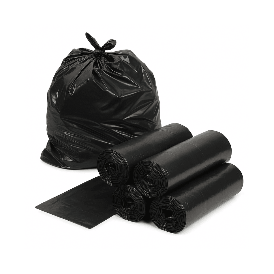 Black Trash Bag - 40x46", 55 Gallon HDPE/LLDPE Can Liner, 30 Micron, 100/Case