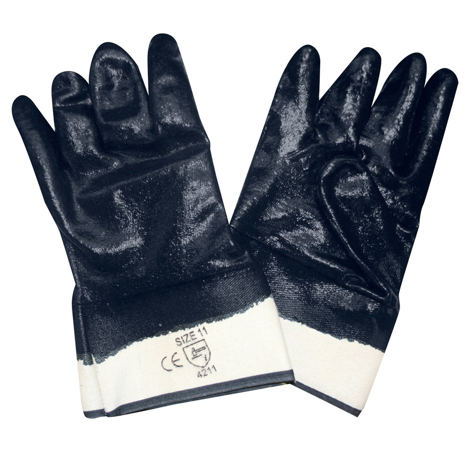 12 Pairs - Supported Nitrile Glove with Rough Finish and Lined Jersey