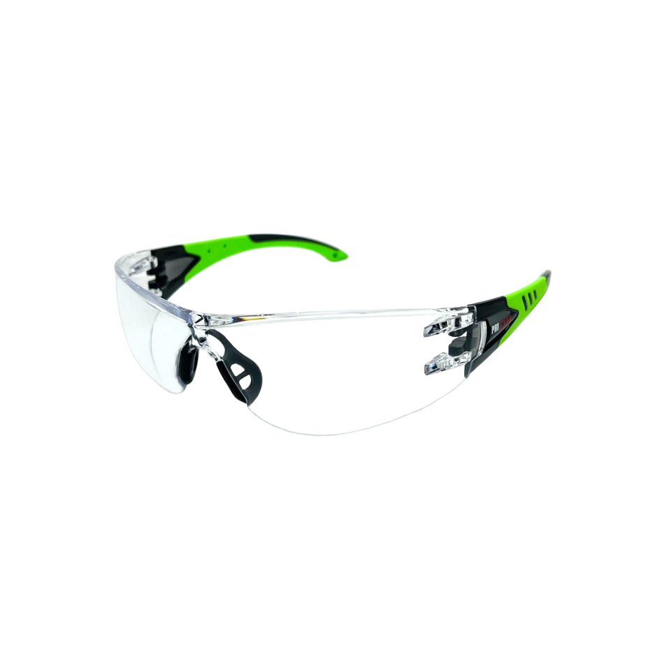 Optic Max 130 Series - Rubber Temple Clear Lens Safety Glasses (Anti-Fog Option)