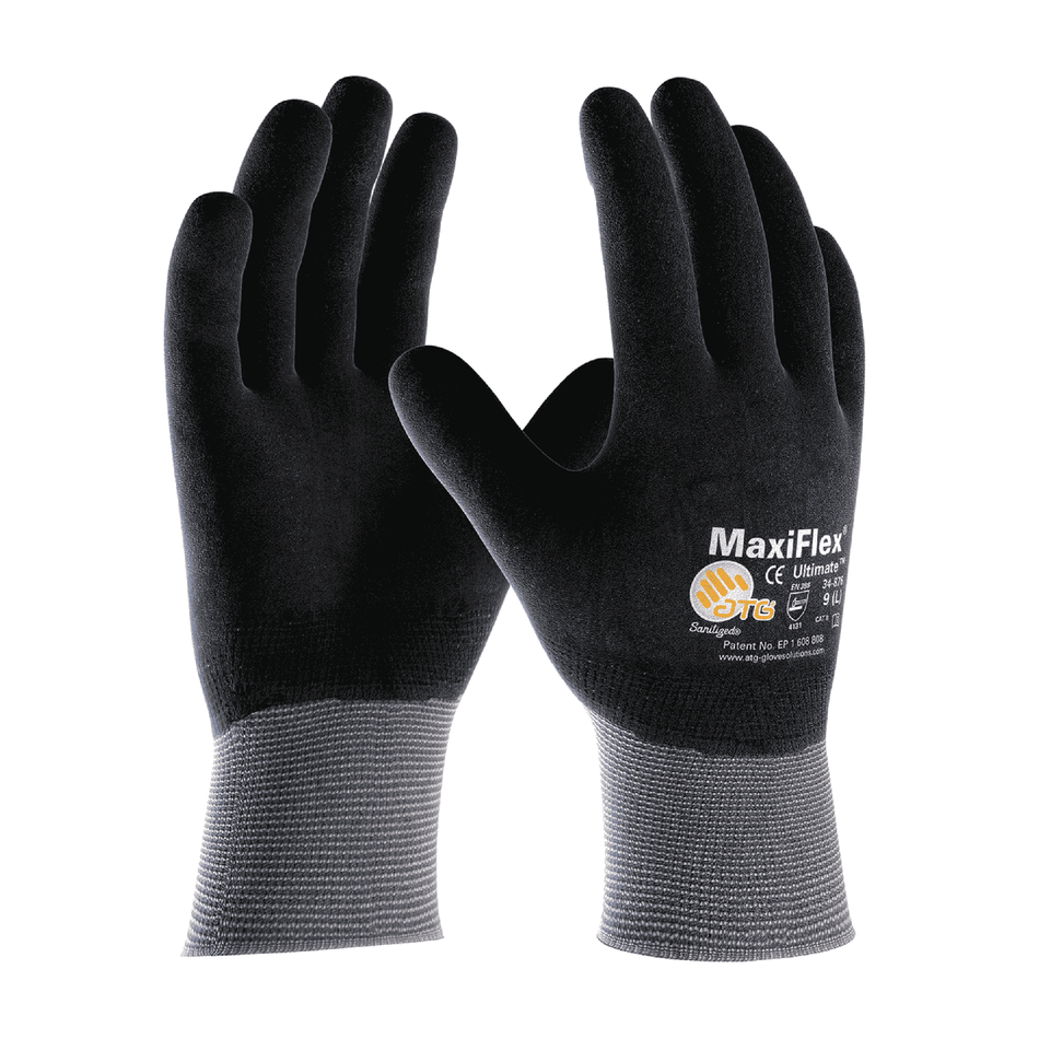 12 Pairs - MaxiFlex 34-846 Endurance Glove – Full Hand Micro Dot Coated Touchscreen Work Gloves
