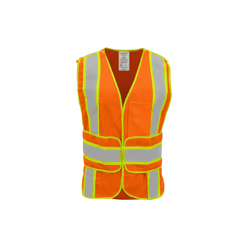 Class 2 Orange 5 Point Breakaway Safety Vest with Chevron Back Pattern