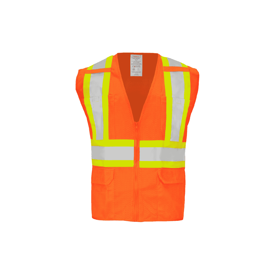 Class 2 Orange Mesh Safety Vest (6 Pockets)